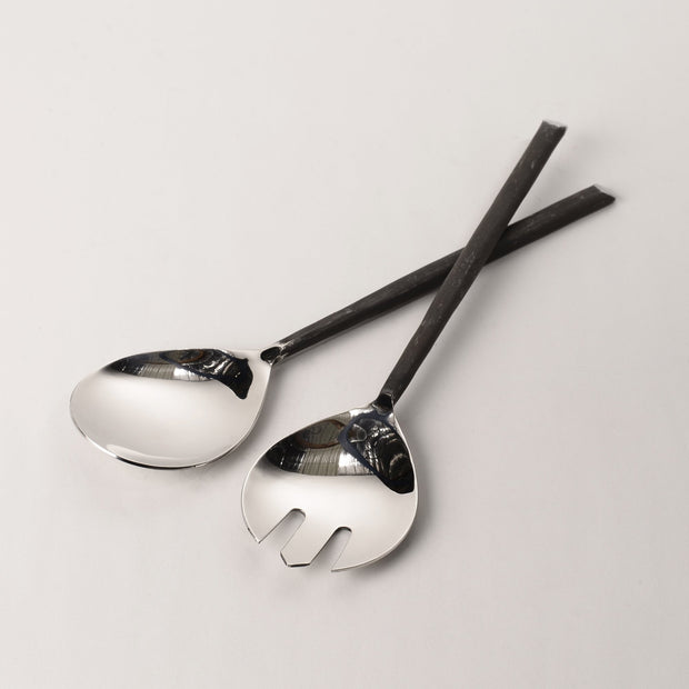 Polished Salad Server With Ring Detail