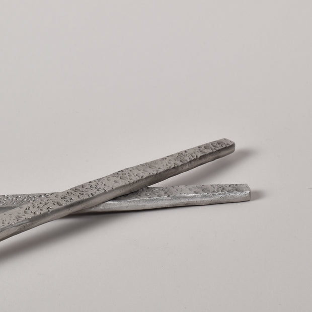 Polished salad server set w/Satin hammered handle