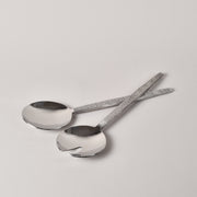 Polished salad server set w/Satin hammered handle