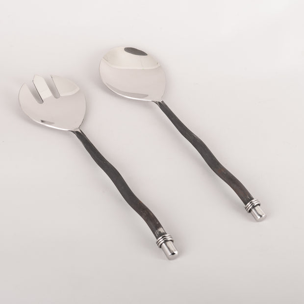 Burnished Salad server W/Twisted Handle and Ring