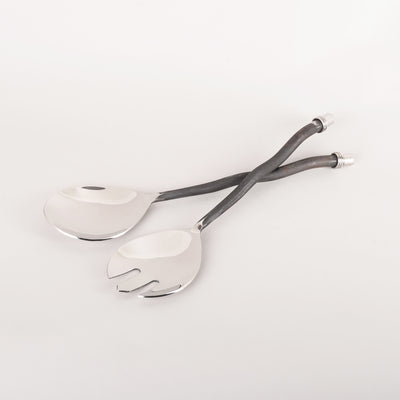 Burnished Salad server W/Twisted Handle and Ring