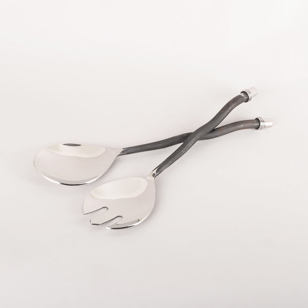 Burnished Salad server W/Twisted Handle and Ring