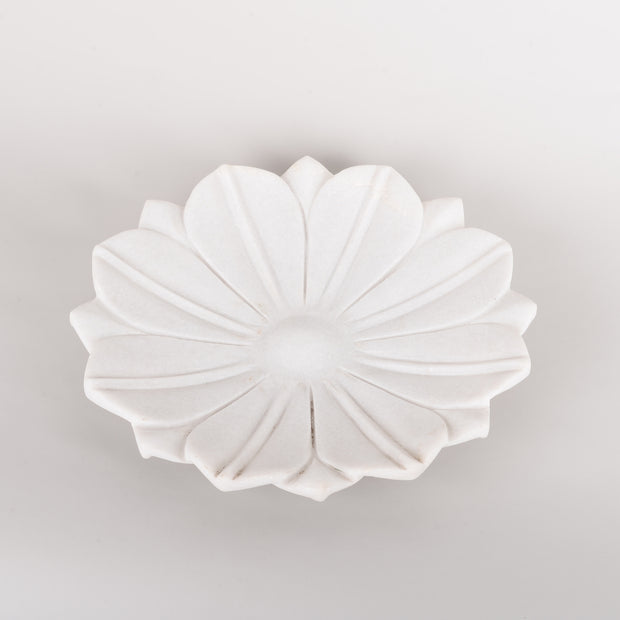 Handmade white marble flower dish