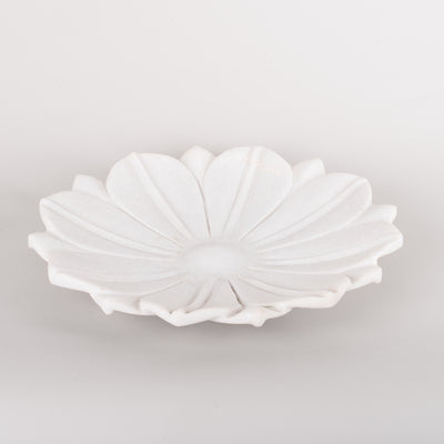 Handmade white marble flower dish