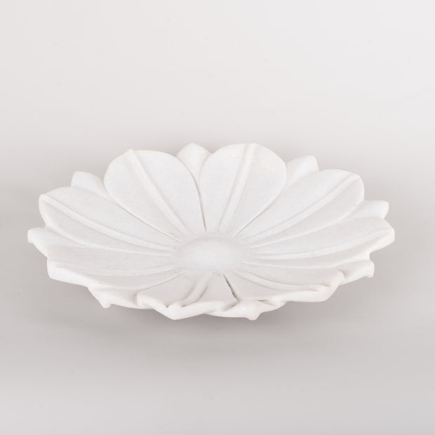 Handmade white marble flower dish