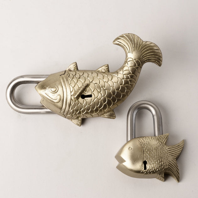 Large Brass Fish lock – thecuriouscollector.myshopify.com
