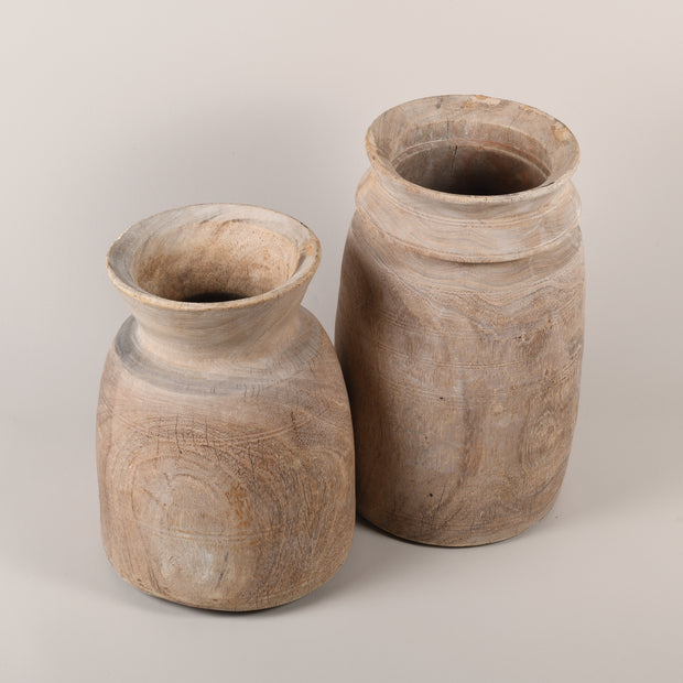 Large Wooden Himachal bleached pot