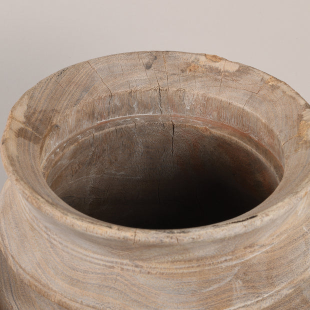 Large Wooden Himachal bleached pot