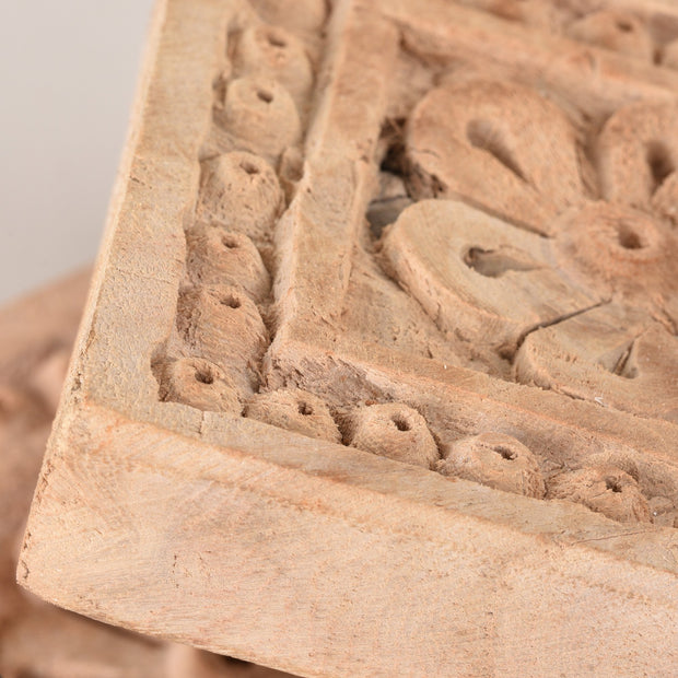 Wooden Hook Board W/Carved Flowers