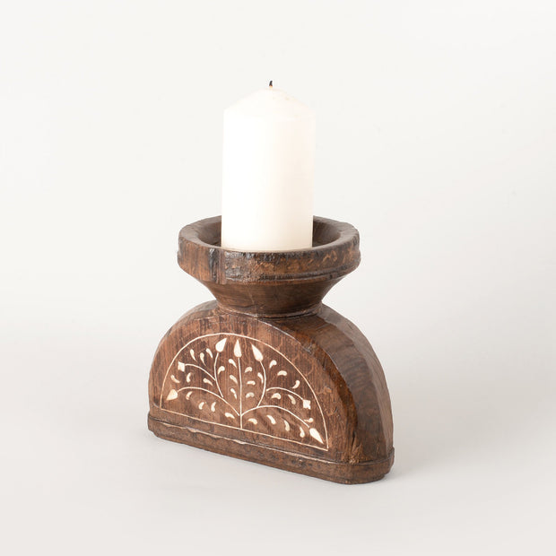 Vintage Candle Holder Bone Inlaid/2