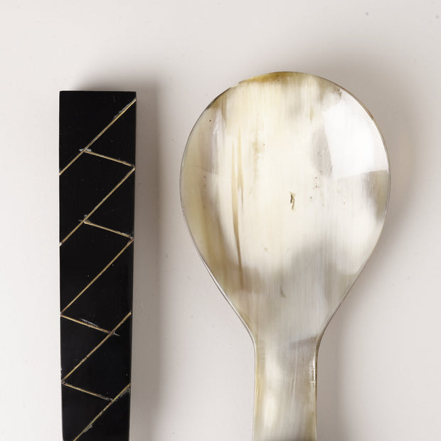 Brass inlaid Horn Server
