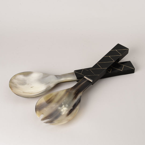 Brass inlaid Horn Server