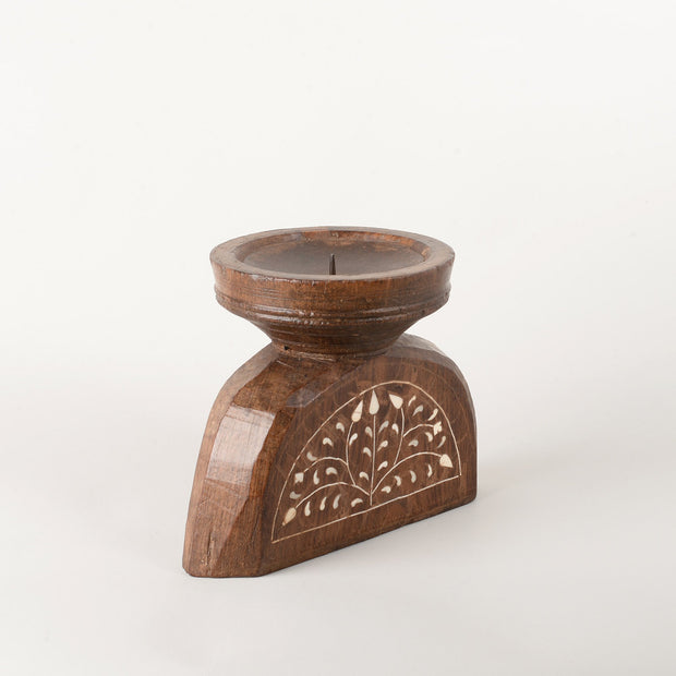 Vintage Candle Holder Bone Inlaid/4