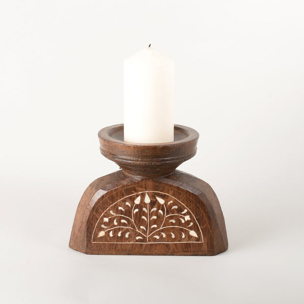 Vintage Candle Holder Bone Inlaid/4