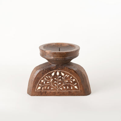 Vintage Candle Holder Bone Inlaid/4