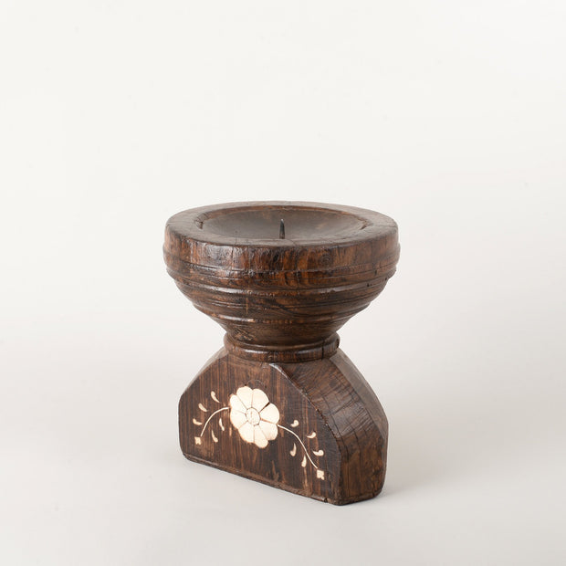Vintage Candle Holder Bone Inlaid/6